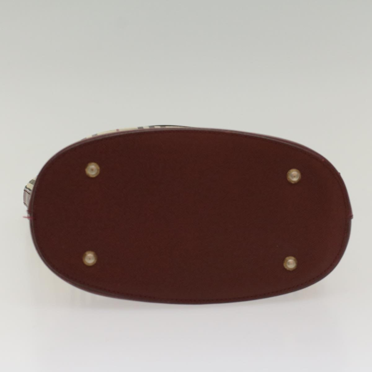 Burberry Nova Check Shoulder Bag Nylon Leather Beige Wine Red Auth 52038