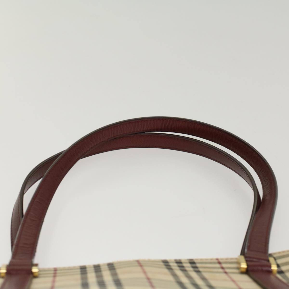 Burberry Nova Check Shoulder Bag Nylon Leather Beige Wine Red Auth 52038