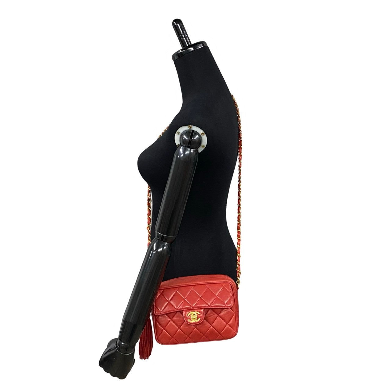 CHANEL Shoulder Bag lambskin Red Matrasse