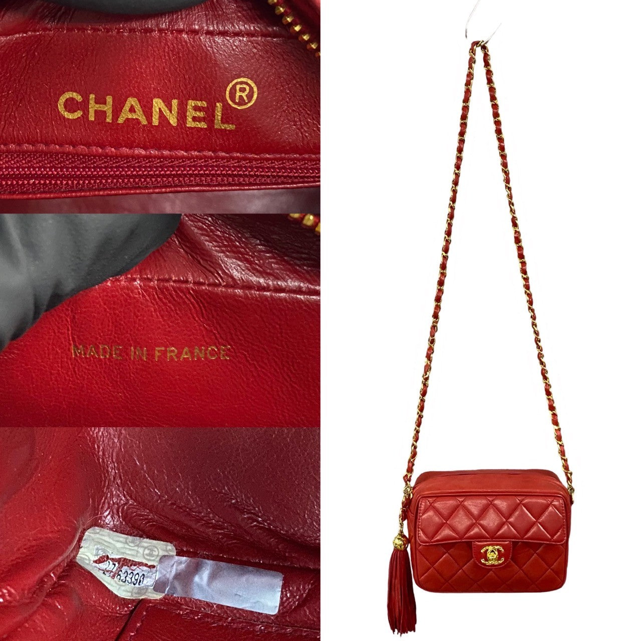 CHANEL Shoulder Bag lambskin Red Matrasse