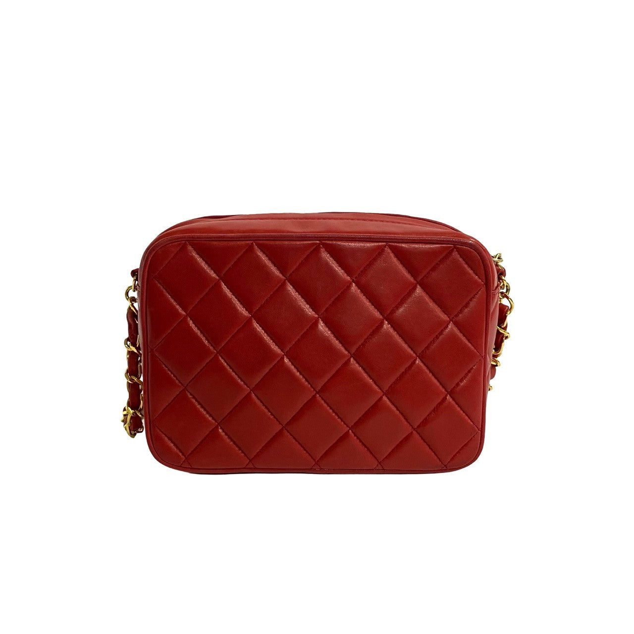 CHANEL Shoulder Bag lambskin Red Matrasse