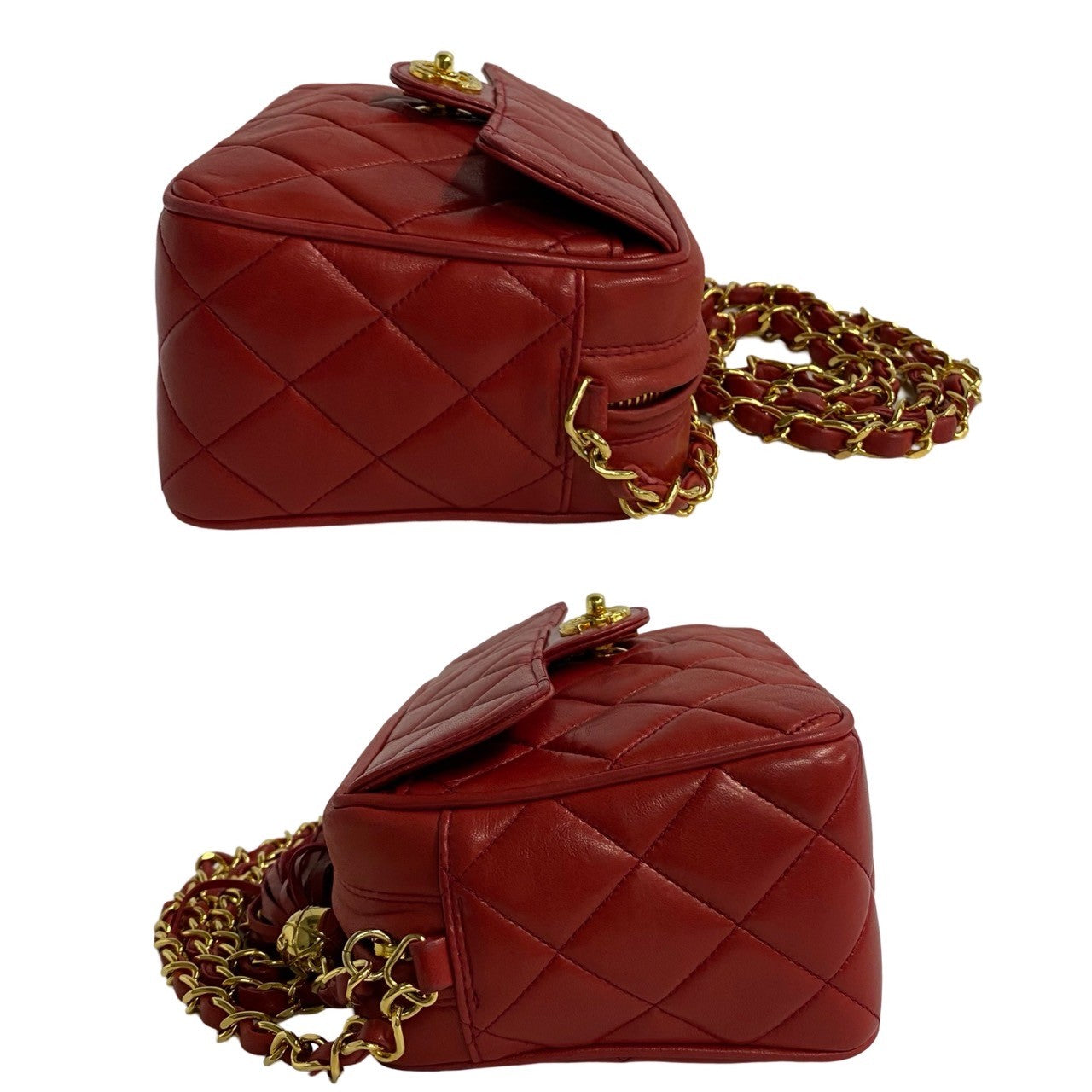 CHANEL Shoulder Bag lambskin Red Matrasse