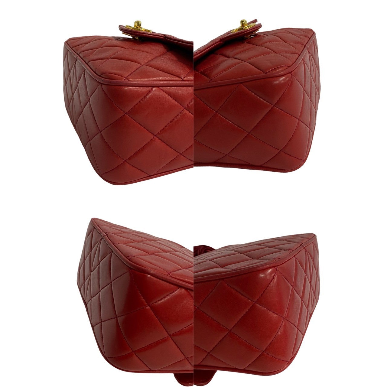 CHANEL Shoulder Bag lambskin Red Matrasse