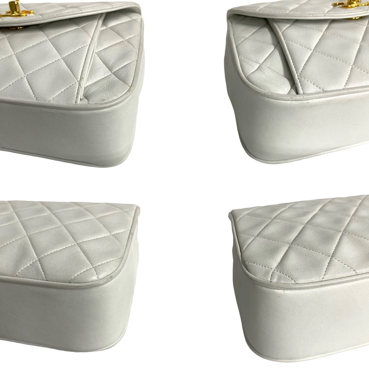 CHANEL Shoulder Bag lambskin white Matrasse