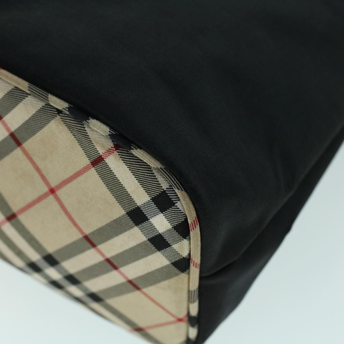 Burberry Nova Check Shoulder Bag Nylon Leather Beige Black Auth 53789