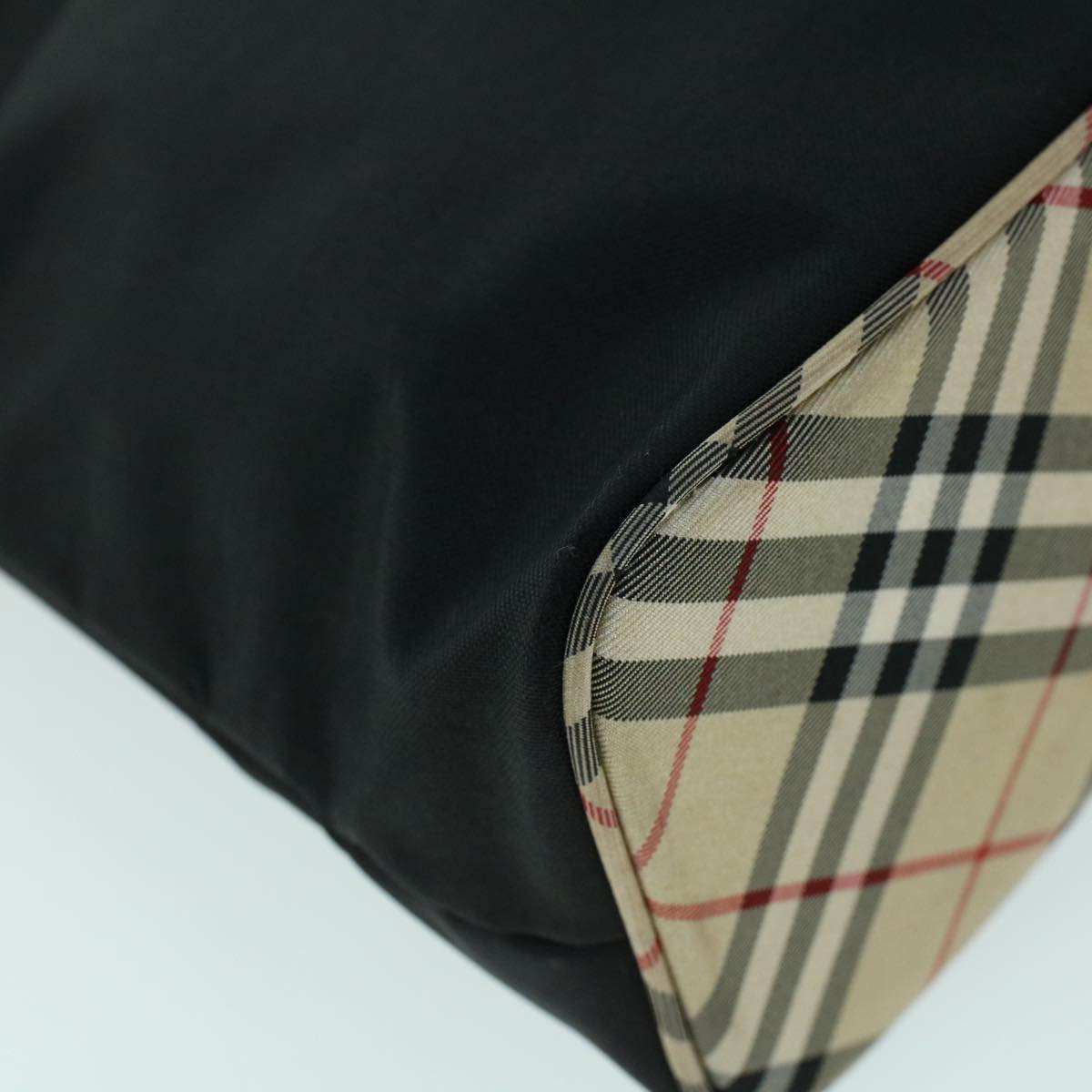 Burberry Nova Check Shoulder Bag Nylon Leather Beige Black Auth 53789