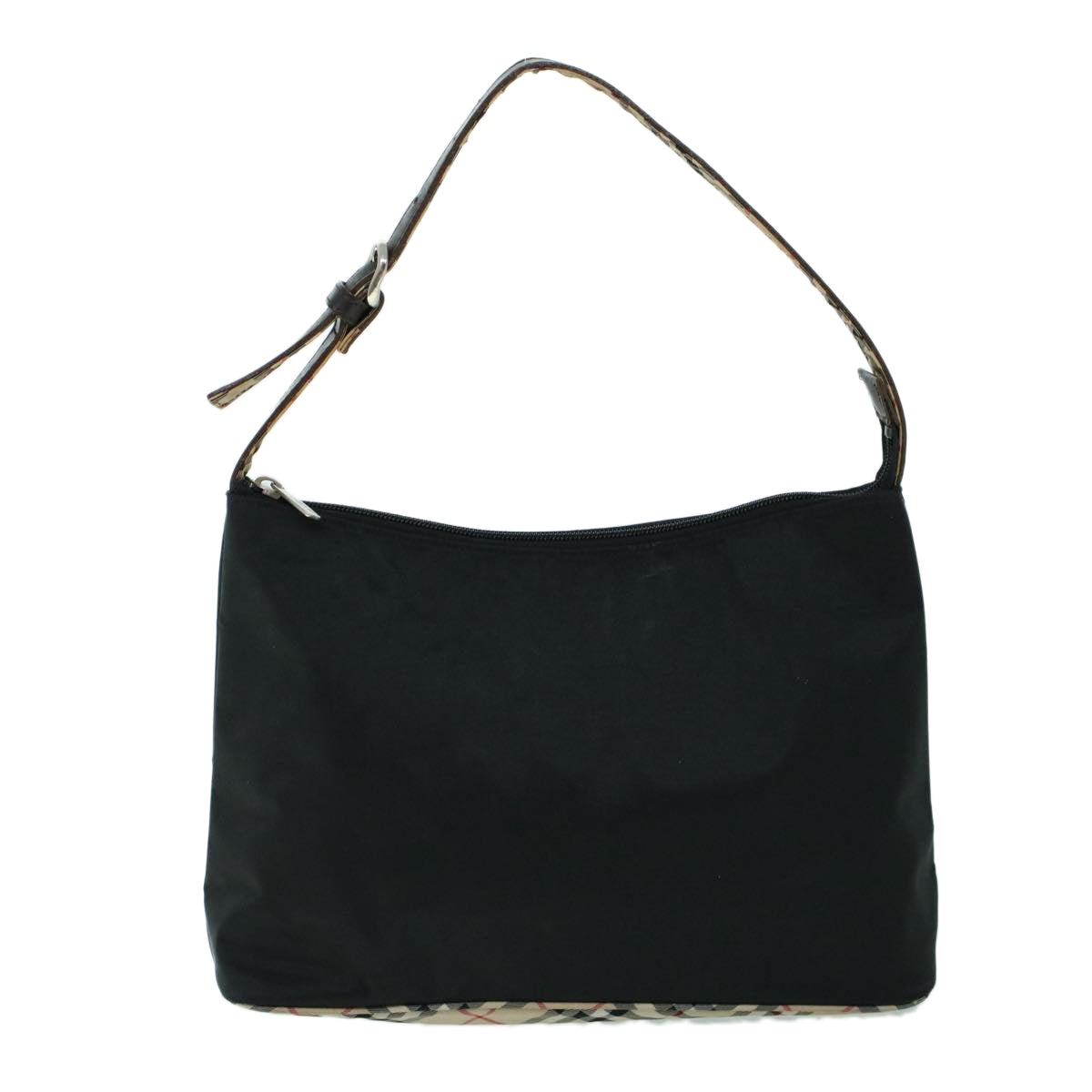 Burberry Nova Check Shoulder Bag Nylon Leather Beige Black Auth 53789