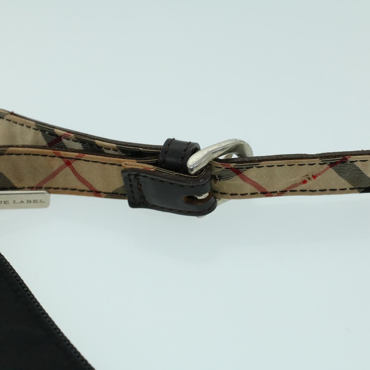 Burberry Nova Check Shoulder Bag Nylon Leather Beige Black Auth 53789