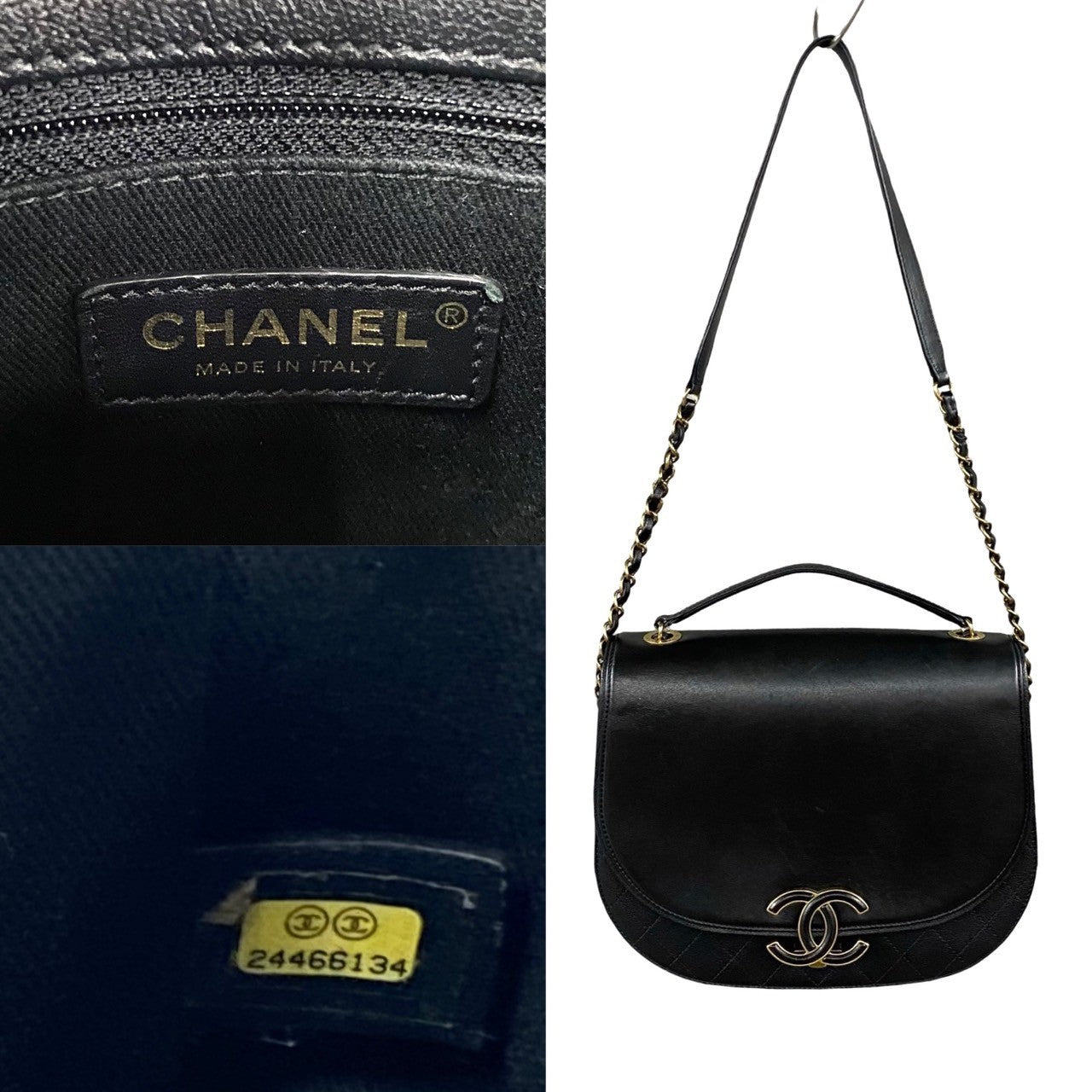 CHANEL Shoulder Bag lambskin black Matrasse