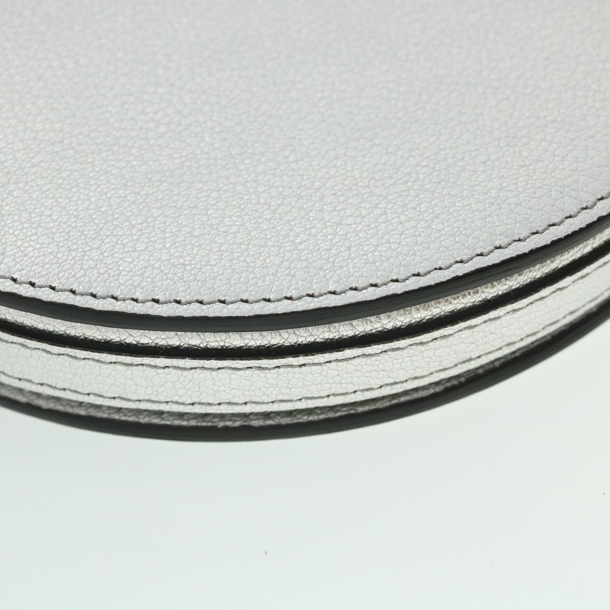 Burberry Olympia Chain Shoulder Bag Leather Silver Auth 54029