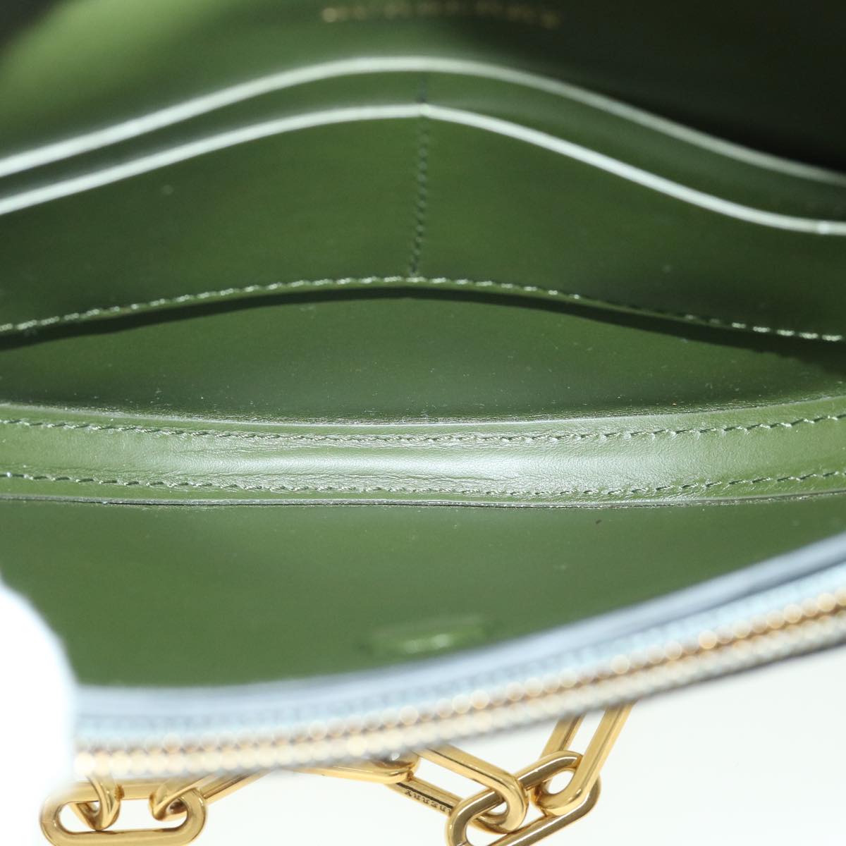 Burberry Olympia Chain Shoulder Bag Leather Silver Auth 54029