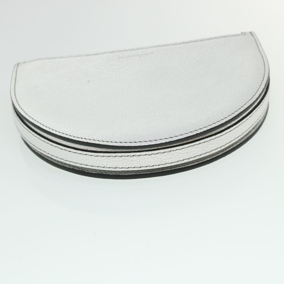 Burberry Olympia Chain Shoulder Bag Leather Silver Auth 54029