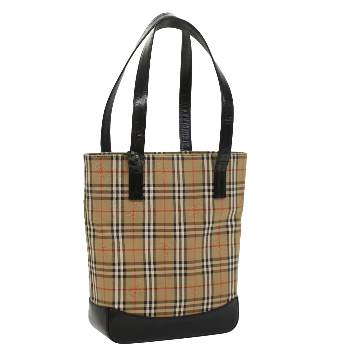 Burberry Nova Check Shoulder Bag Canvas Leather Beige Black Auth 54108
