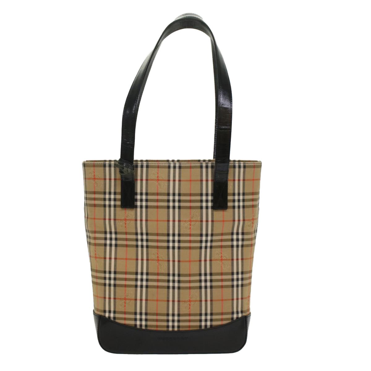 Burberry Nova Check Shoulder Bag Canvas Leather Beige Black Auth 54108