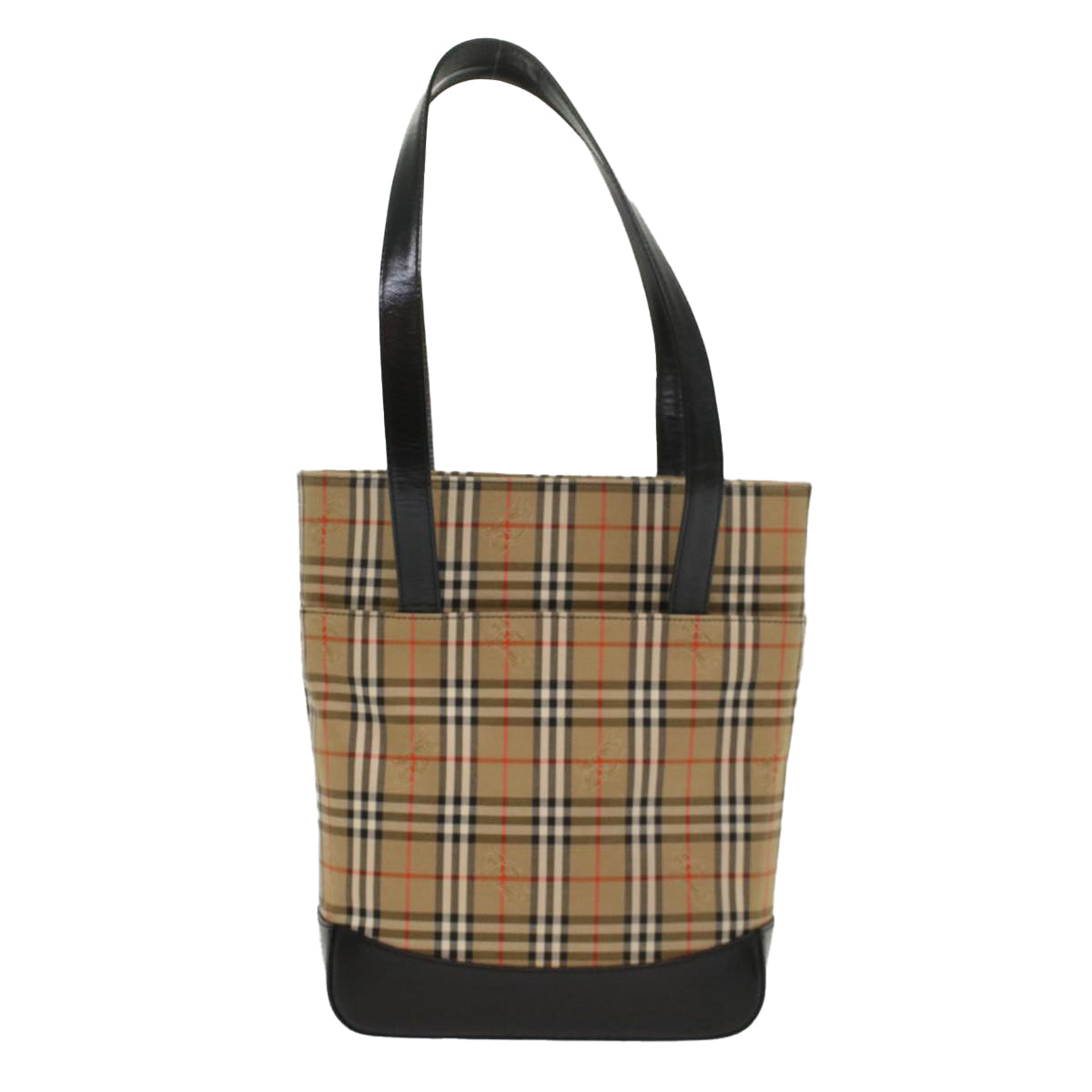 Burberry Nova Check Shoulder Bag Canvas Leather Beige Black Auth 54108
