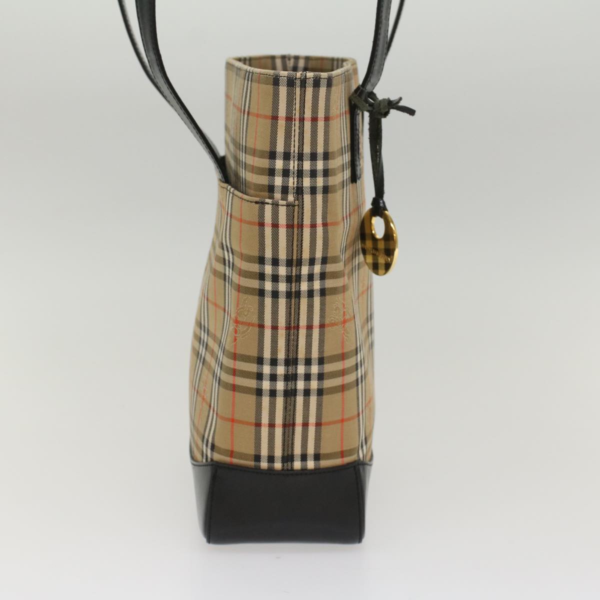 Burberry Nova Check Shoulder Bag Canvas Leather Beige Black Auth 54108