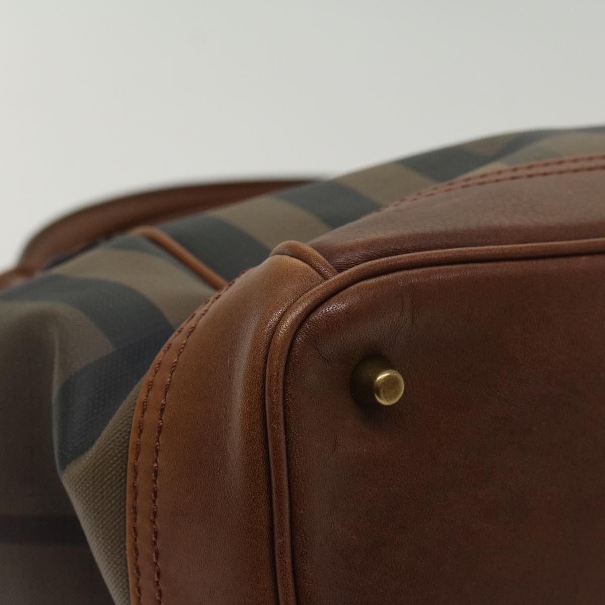 Burberry Nova Check Blue Label Shoulder Bag PVC Leather Brown Auth 54109