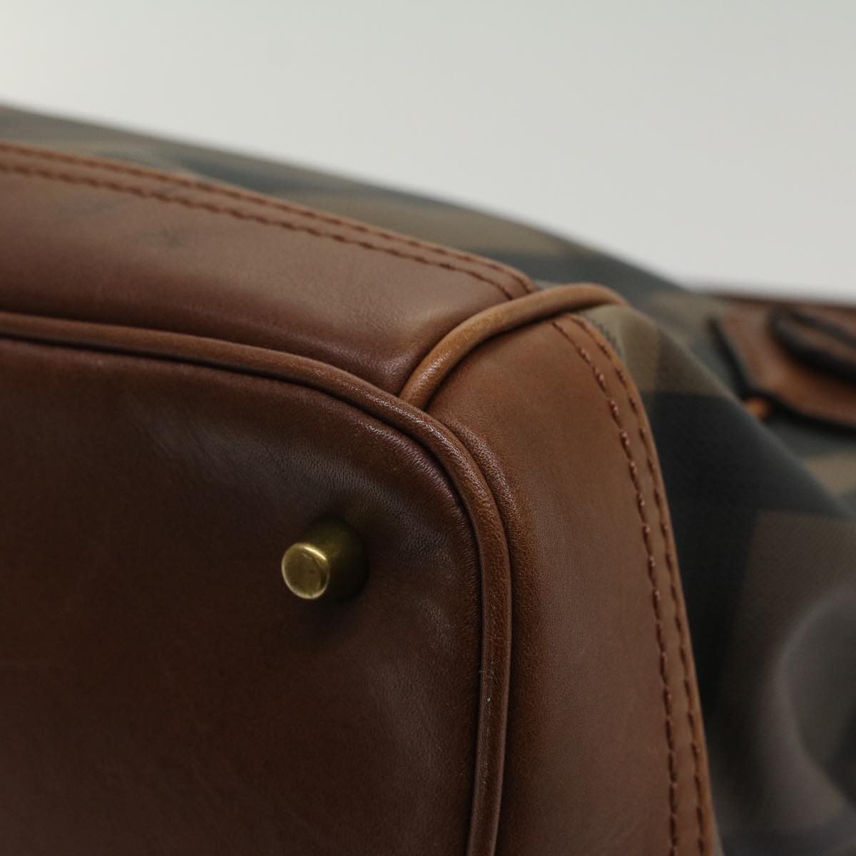 Burberry Nova Check Blue Label Shoulder Bag PVC Leather Brown Auth 54109