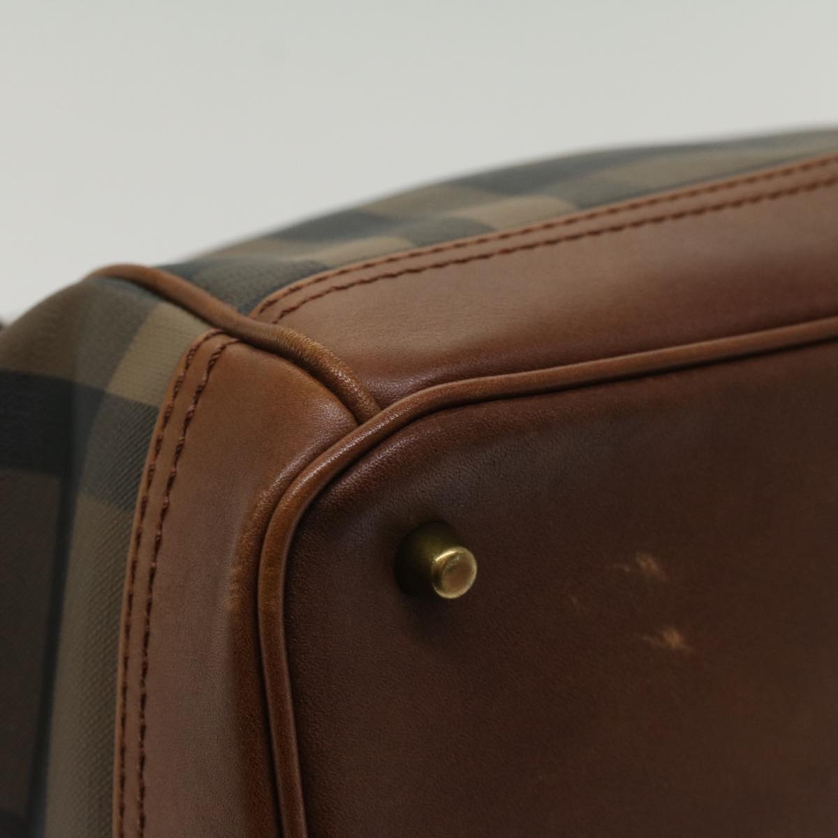 Burberry Nova Check Blue Label Shoulder Bag PVC Leather Brown Auth 54109