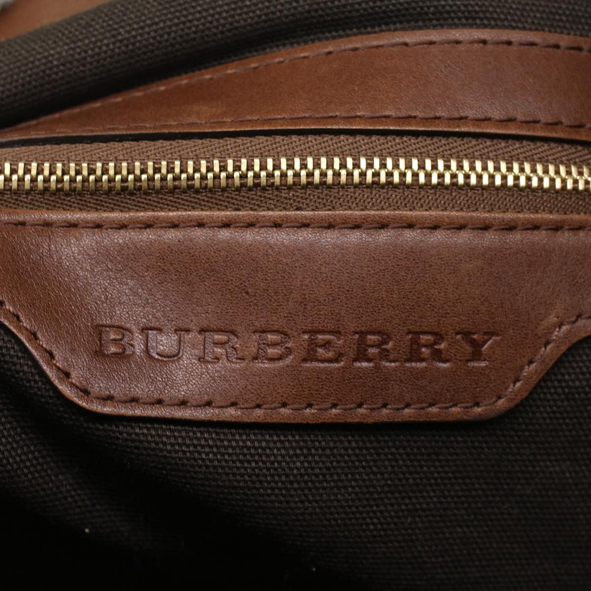 Burberry Nova Check Blue Label Shoulder Bag PVC Leather Brown Auth 54109