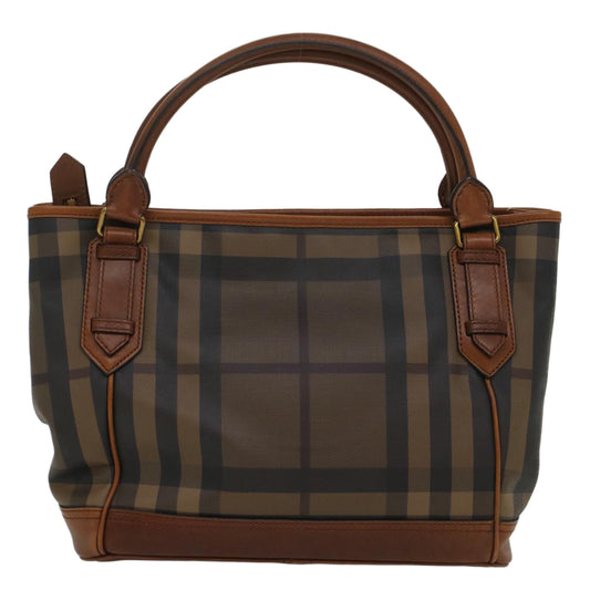 Burberry Nova Check Blue Label Shoulder Bag PVC Leather Brown Auth 54109