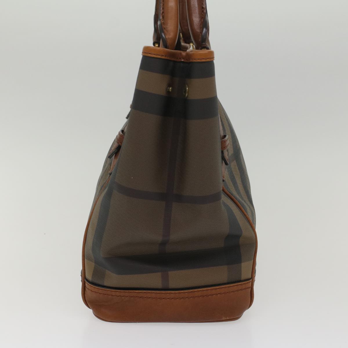 Burberry Nova Check Blue Label Shoulder Bag PVC Leather Brown Auth 54109