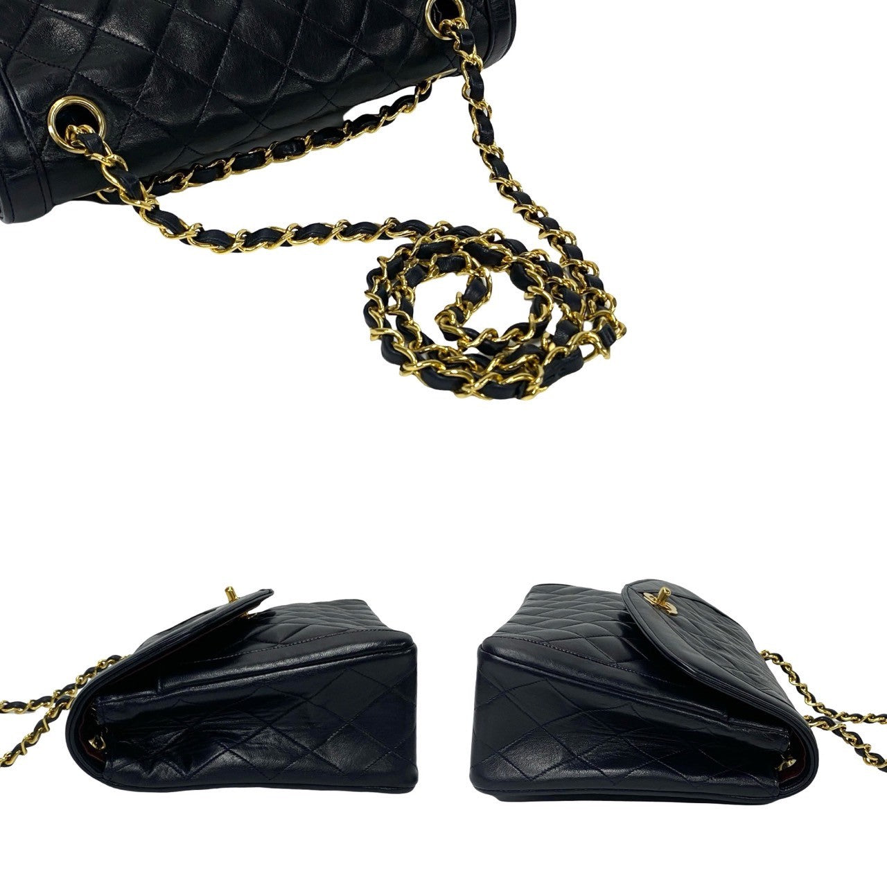 CHANEL Shoulder Bag lambskin black Matrasse