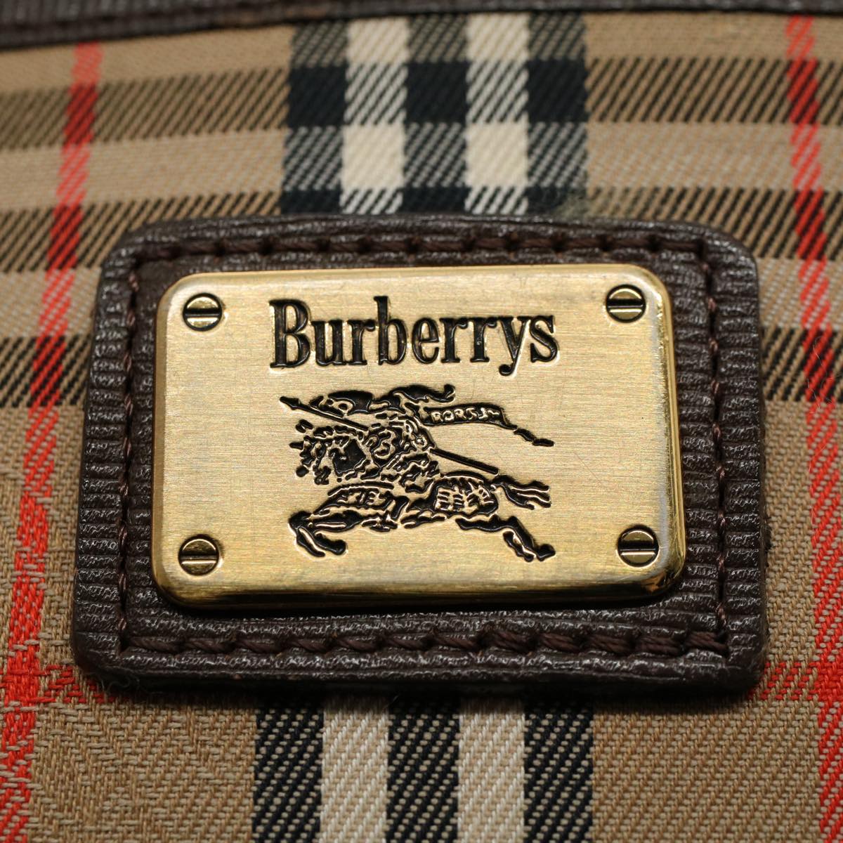 BurberrySs Nova Check Shoulder Bag Nylon Canvas Beige Auth 54680