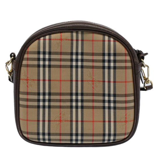 BurberrySs Nova Check Shoulder Bag Nylon Canvas Beige Auth 54680