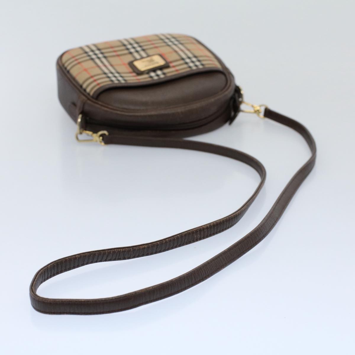 BurberrySs Nova Check Shoulder Bag Nylon Canvas Beige Auth 54680