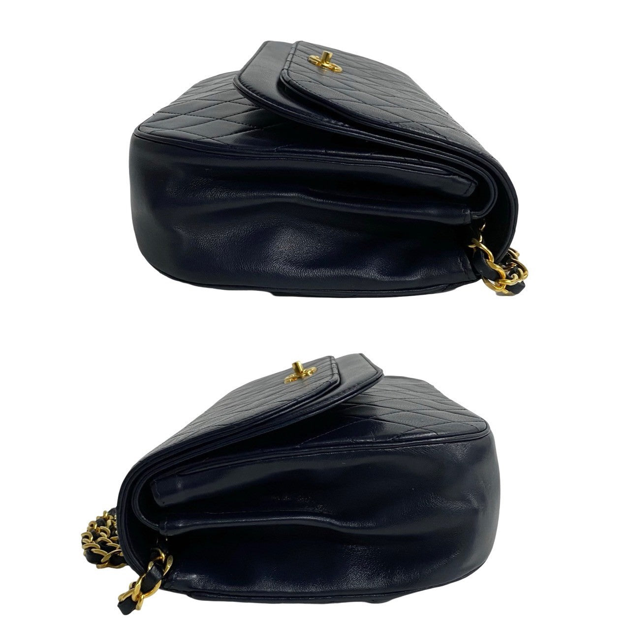 CHANEL Shoulder Bag lambskin Navy Matrasse