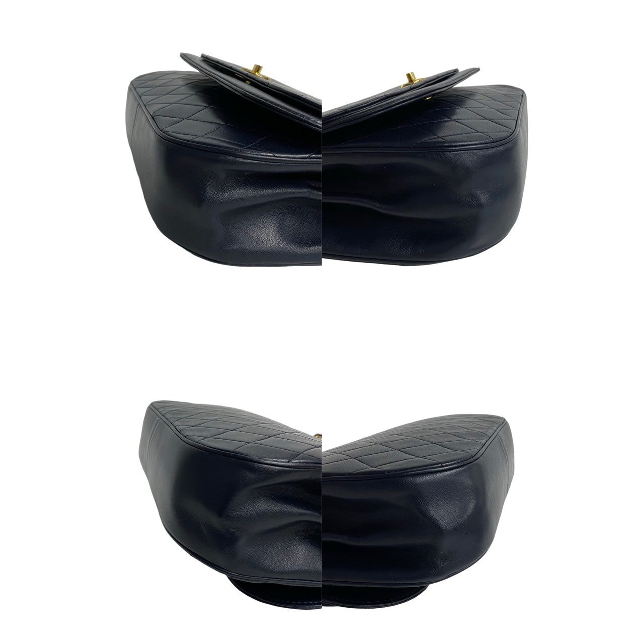CHANEL Shoulder Bag lambskin Navy Matrasse