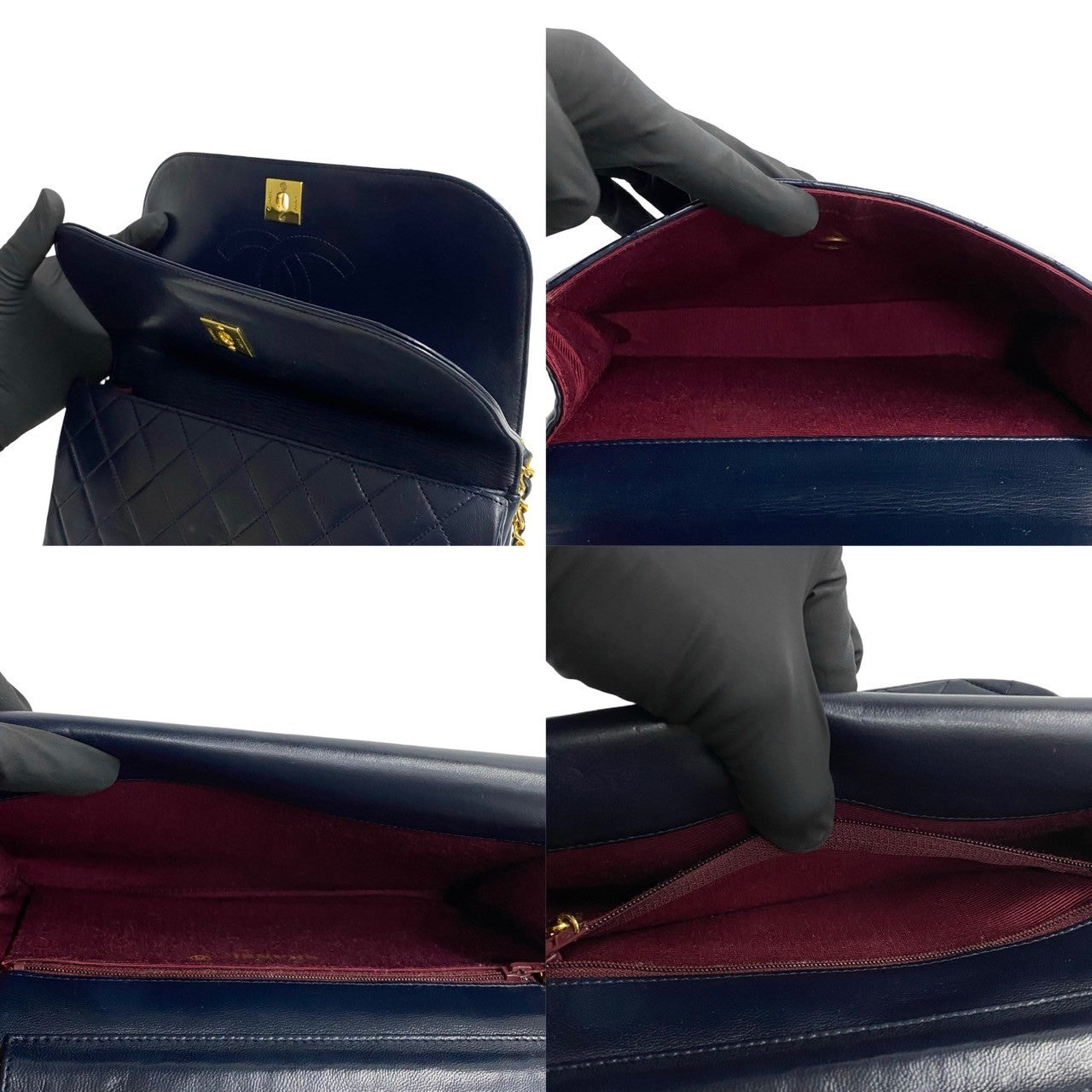 CHANEL Shoulder Bag lambskin Navy Matrasse
