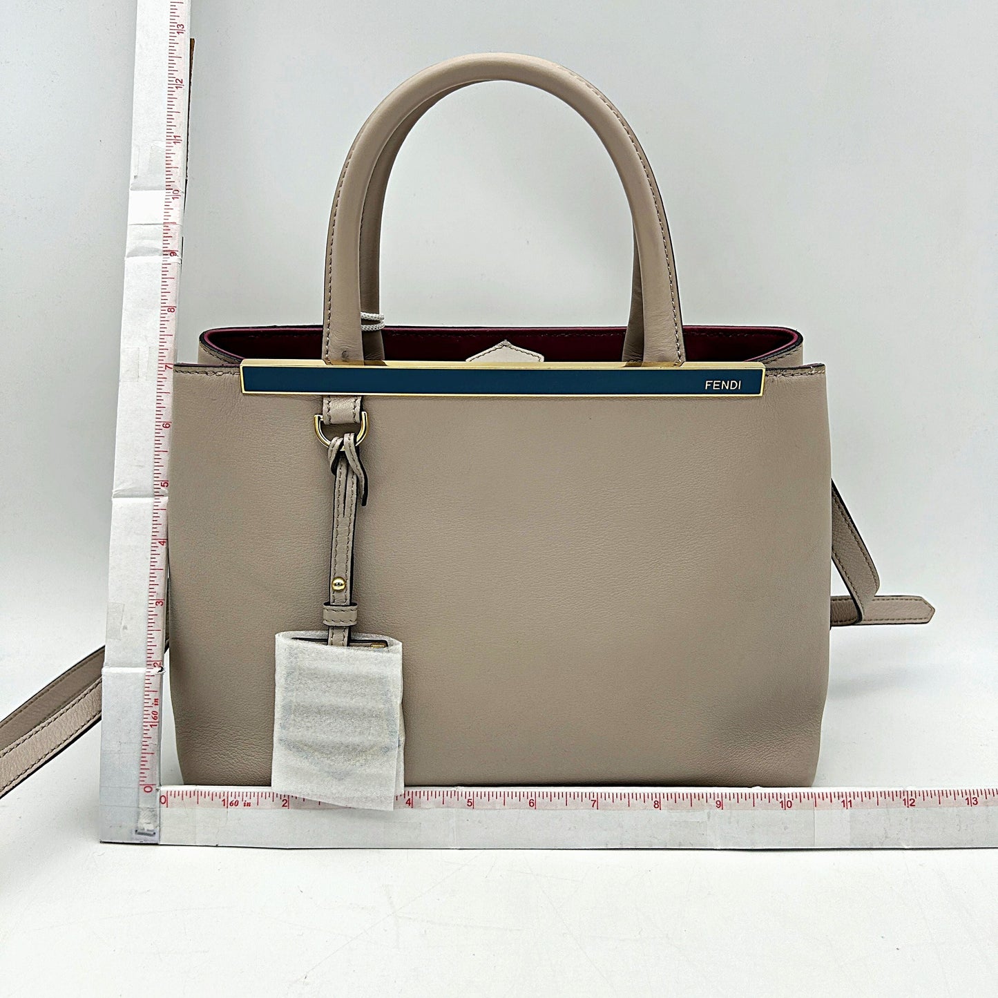 FENDI Vitello Dolce Century Petite 2Jours Tote Grigio Polvere Ciclamino  LA10258