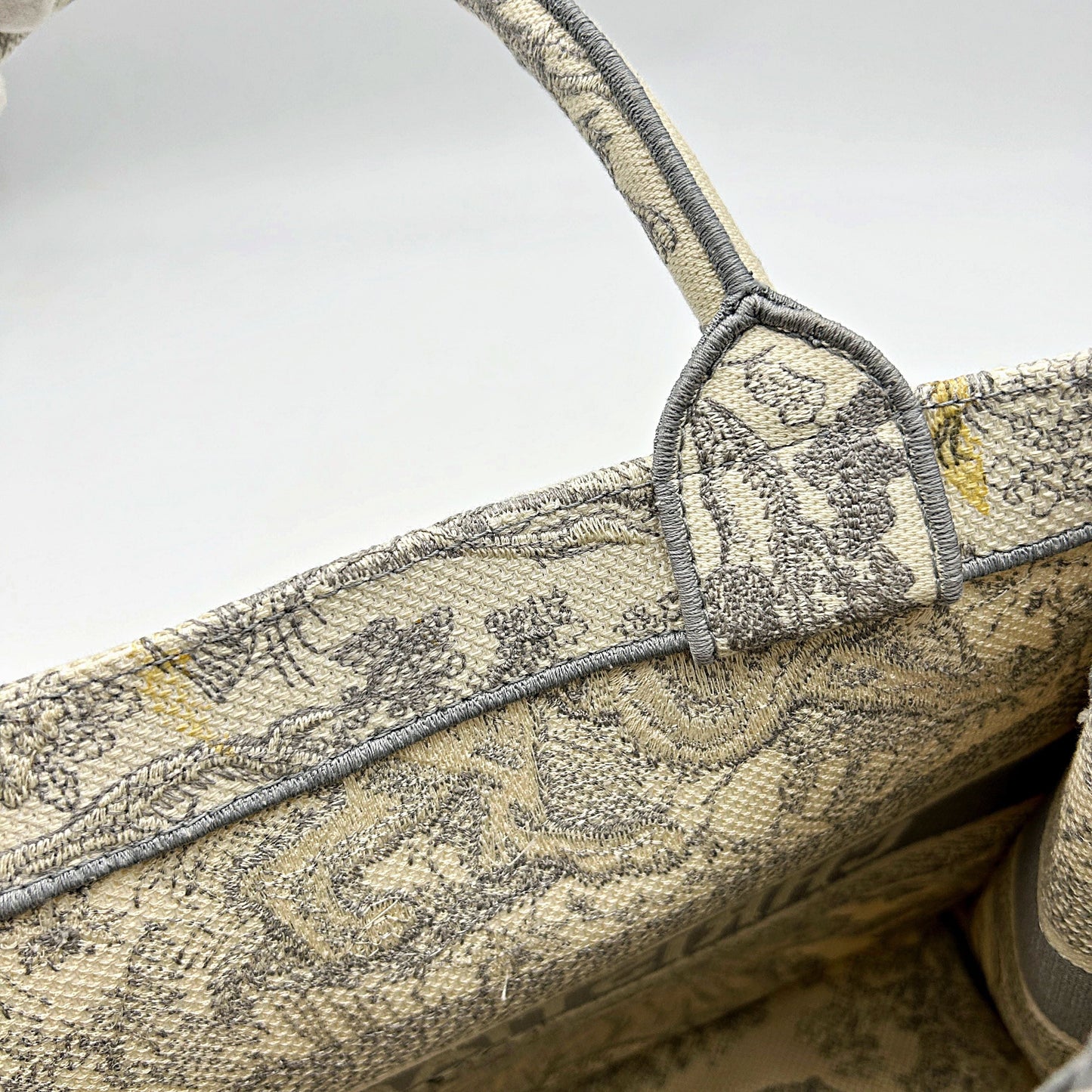 CHRISTIAN DIOR Canvas Embroidered Large Dioriviera Toile De Jouy Book Tote Gray LA46572