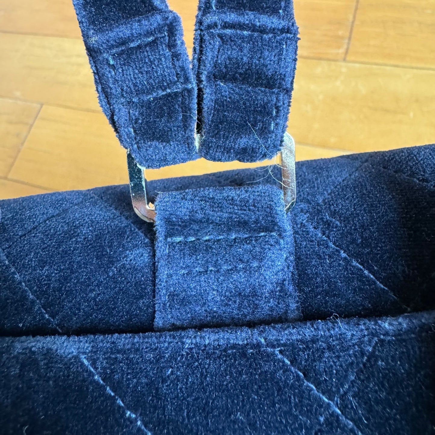 Chanel Navy Velvet Shoulder Flap Blackpack Vintage Silver HW, 1996