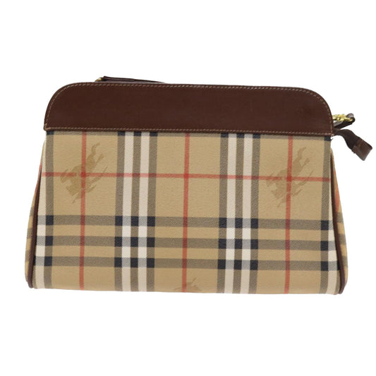 BurberrySs Nova Check Shoulder Bag PVC Leather Beige Auth 56202