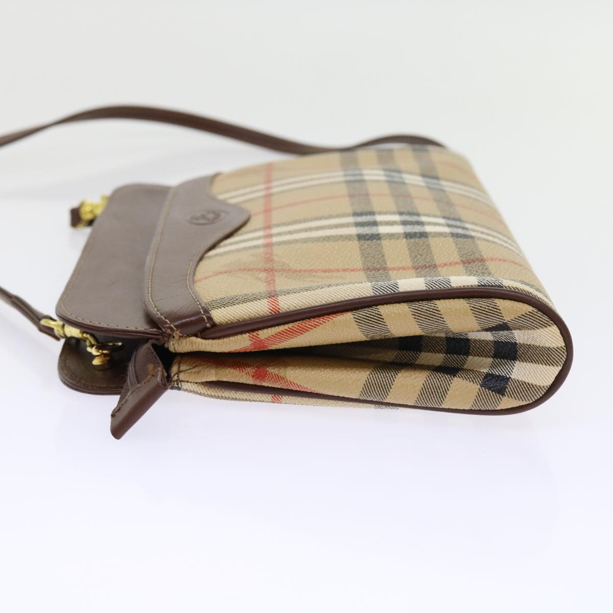 BurberrySs Nova Check Shoulder Bag PVC Leather Beige Auth 56202