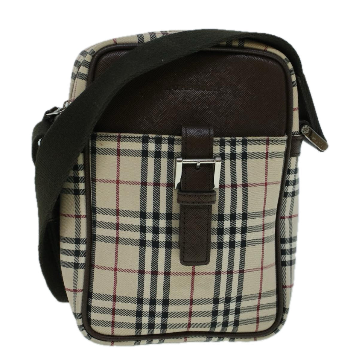 Burberry Nova Check Shoulder Bag Canvas Beige Brown Auth 56460