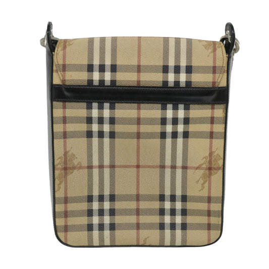 BurberrySs Nova Check Shoulder Bag PVC Leather Beige Black Auth 56484