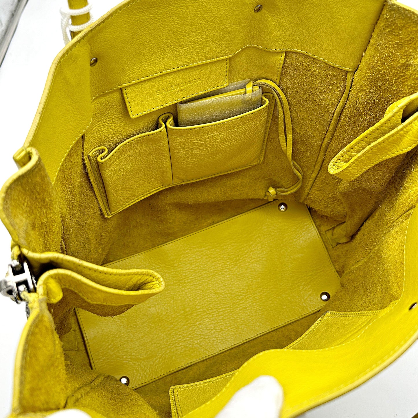 BALENCIAGA Supple Calfskin Papier A5 Zip Around Tote Jaune Soleil LA18930