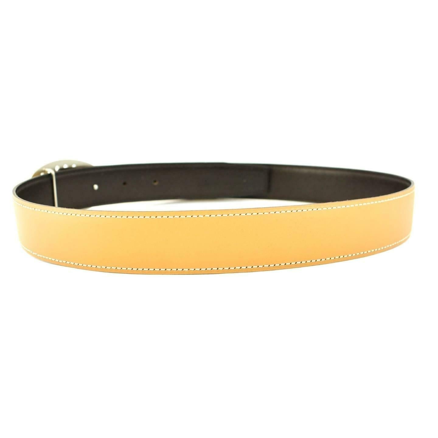 HERMES "Evelyne" Brown/Tan Reversible "H" Logo Belt fits 28"- 30" (wa)