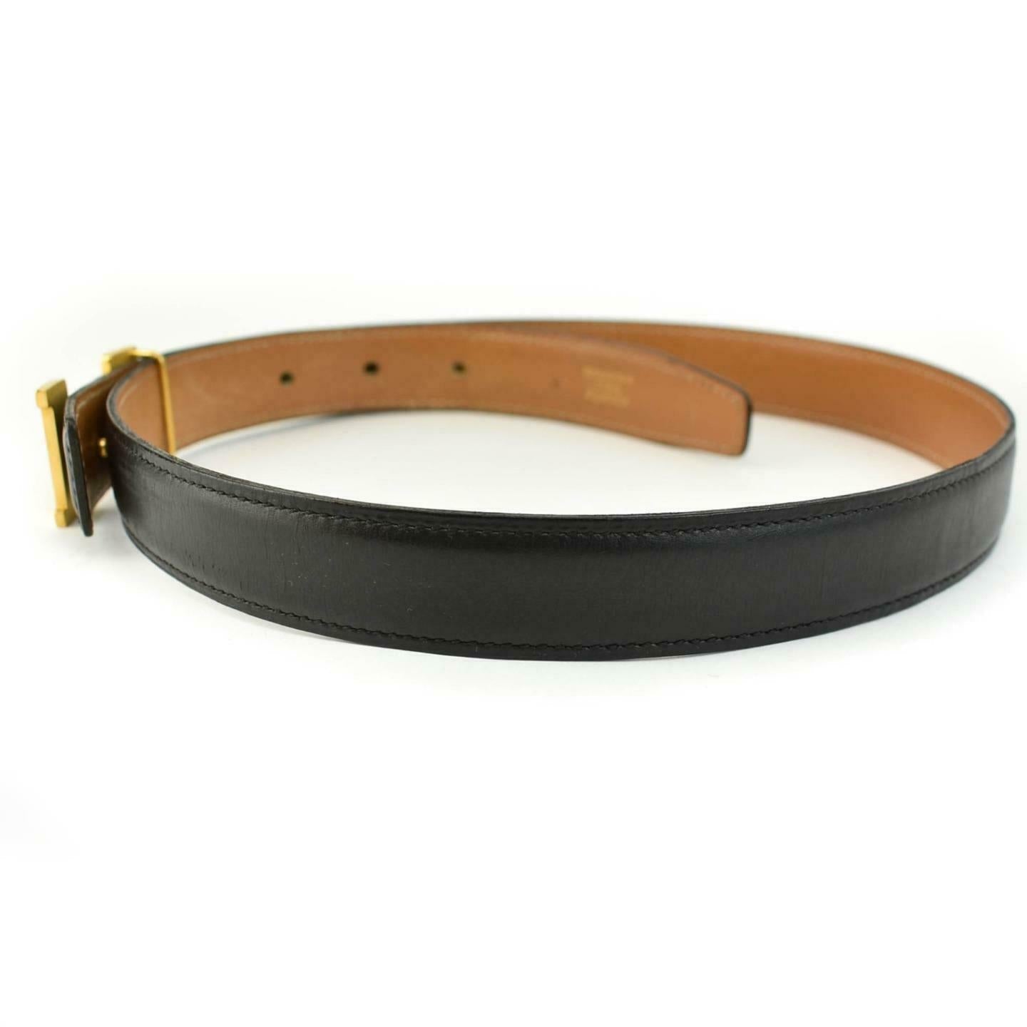 HERMES "Mini Constance" Black/Brown Reversible "H" Belt fits 26"- 28" (vy)