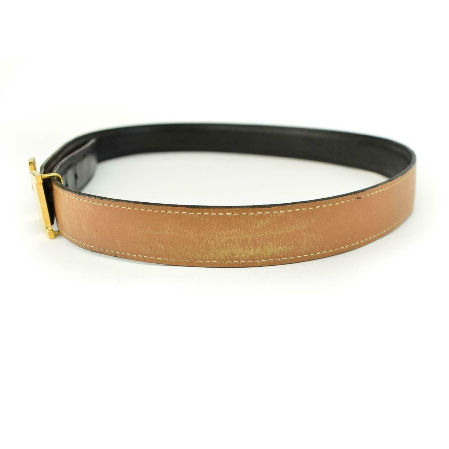 HERMES "Mini Constance" Black/Brown Reversible "H" Belt fits 26"- 28" (vy)