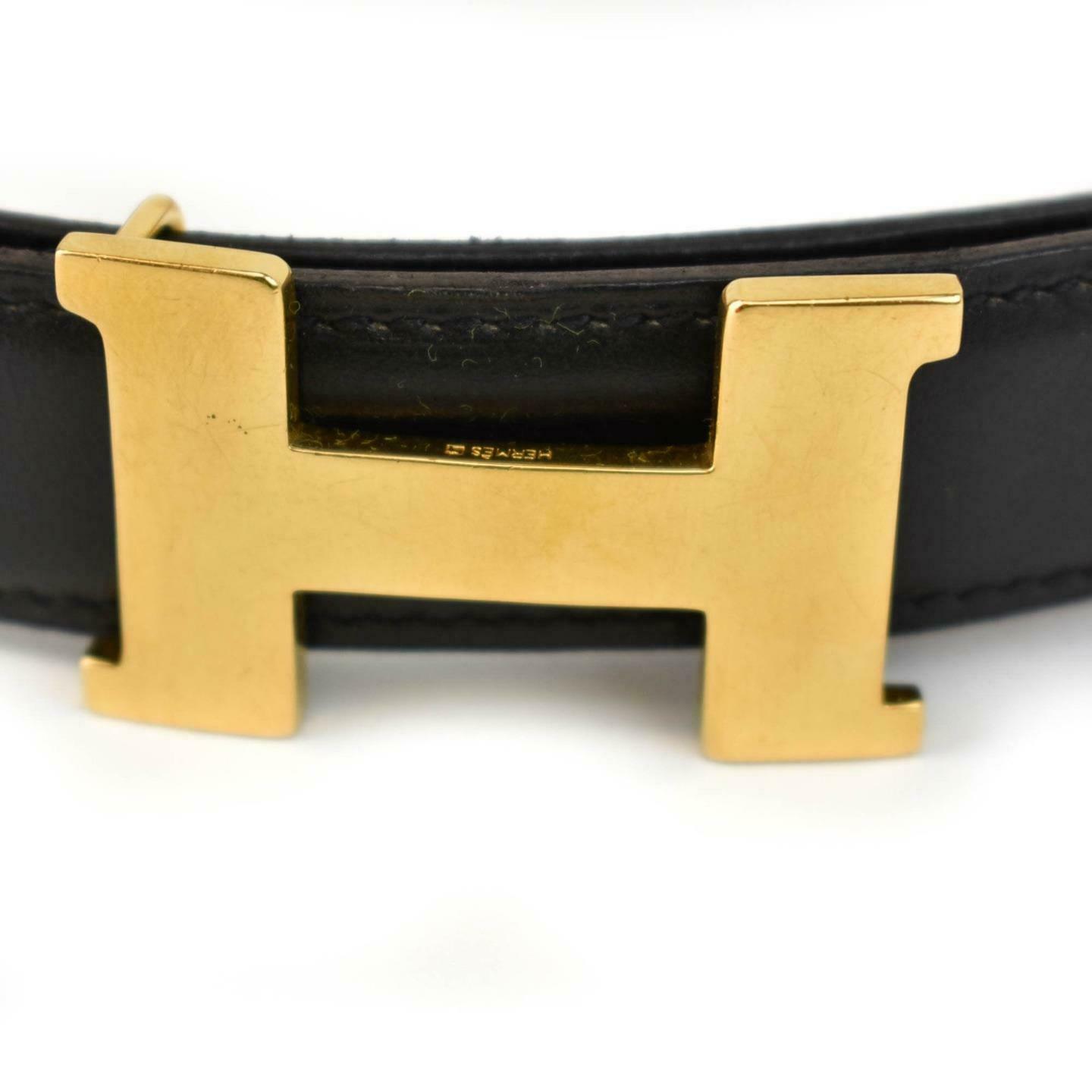 HERMES "Mini Constance" Black/Brown Reversible "H" Belt fits 26"- 28" (vy)