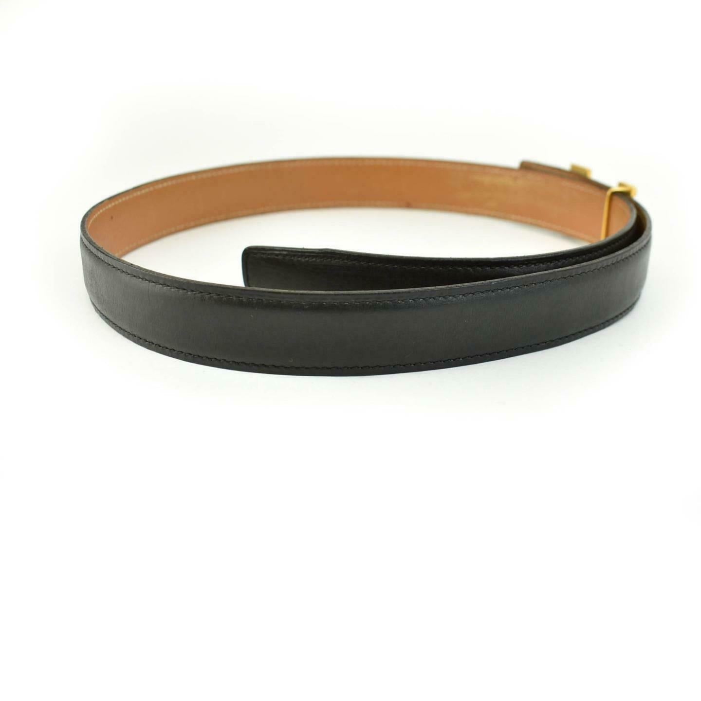 HERMES "Mini Constance" Black/Brown Reversible "H" Belt fits 26"- 28" (vy)