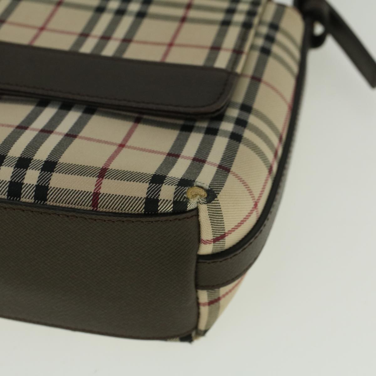 Burberry Nova Check Shoulder Bag Nylon Canvas Beige Auth 58706