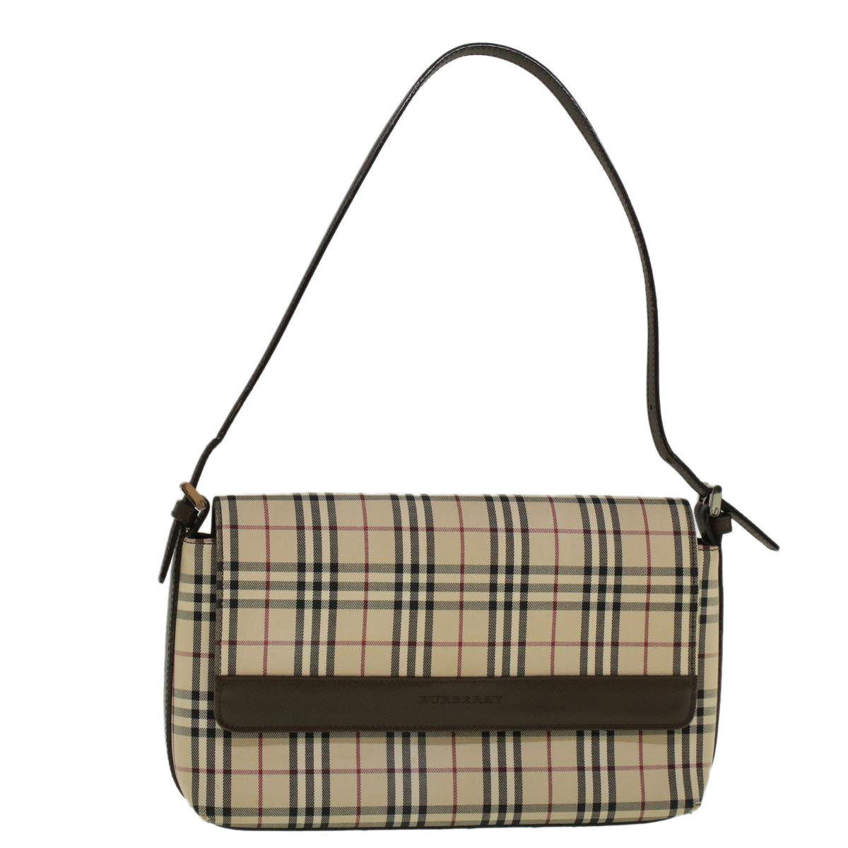 Burberry Nova Check Shoulder Bag Nylon Canvas Beige Auth 58706