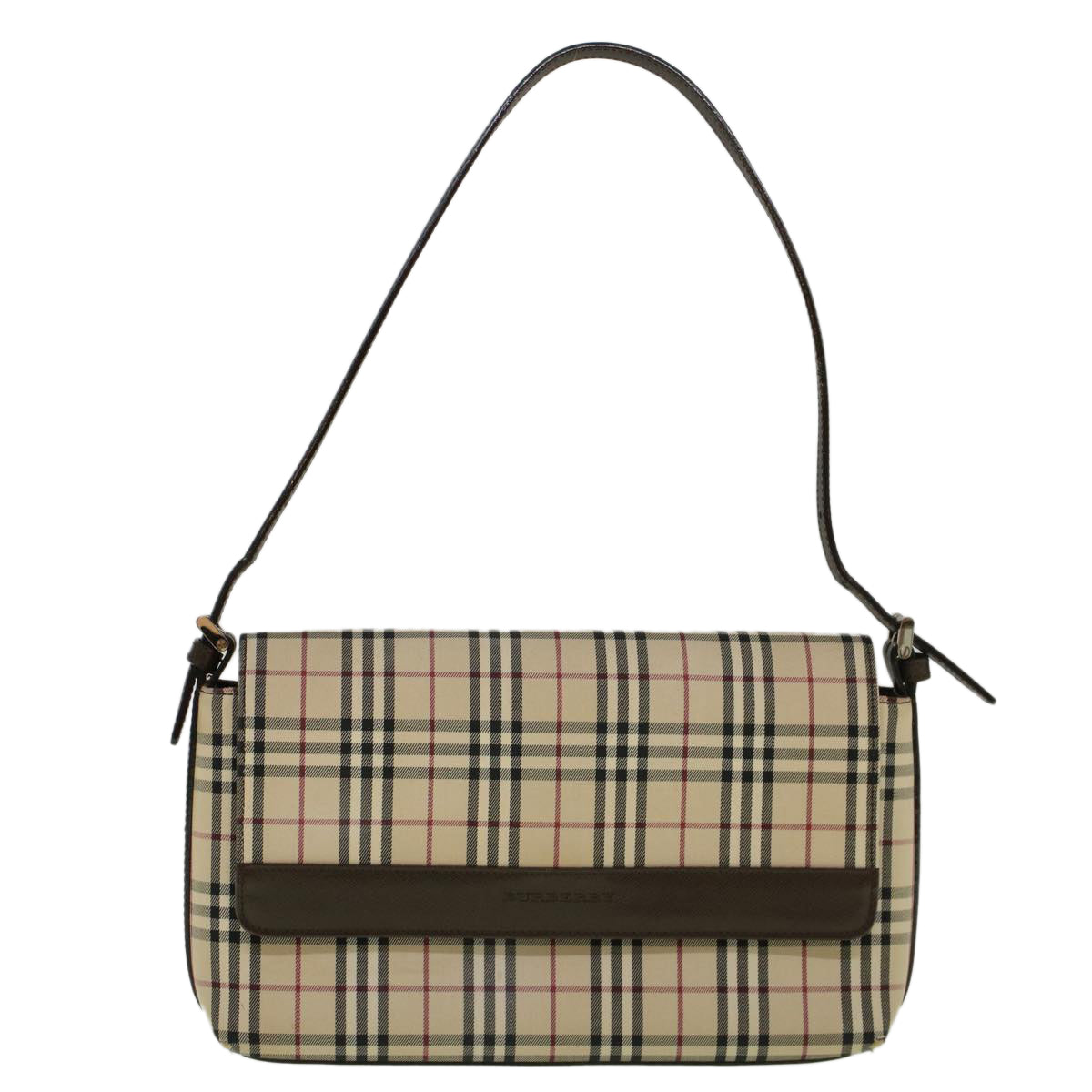 Burberry Nova Check Shoulder Bag Nylon Canvas Beige Auth 58706