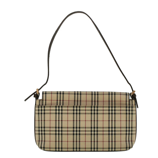 Burberry Nova Check Shoulder Bag Nylon Canvas Beige Auth 58706